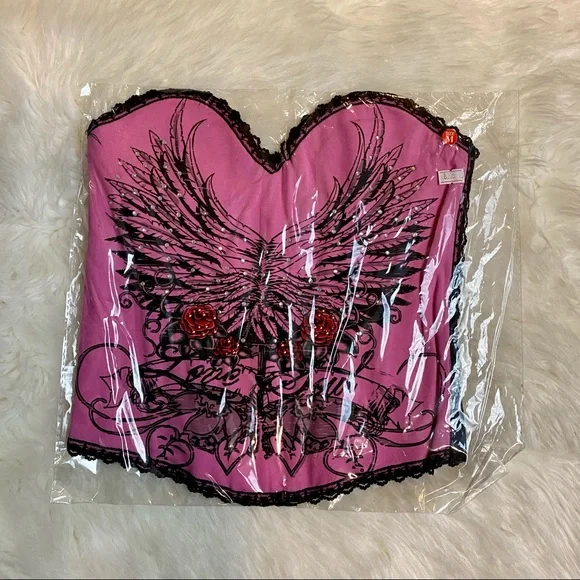 New! Sexy Printed Corset with Rhinestones - Picture 2 of 6